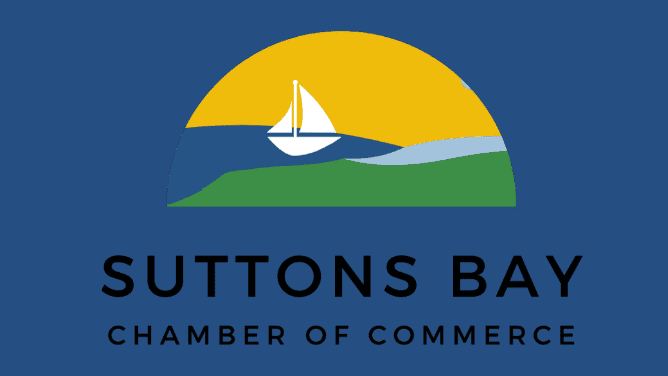 Logo with a sailboat against the setting sun.