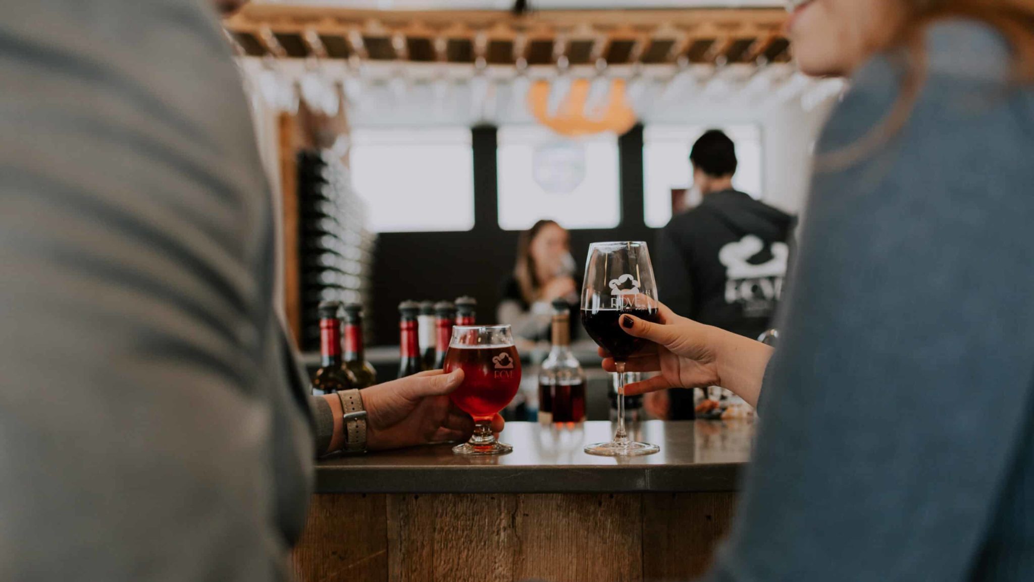 Couple toasting the season on Leelanau Wine Trail