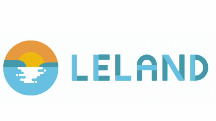 Logo with setting sun and Leland town name